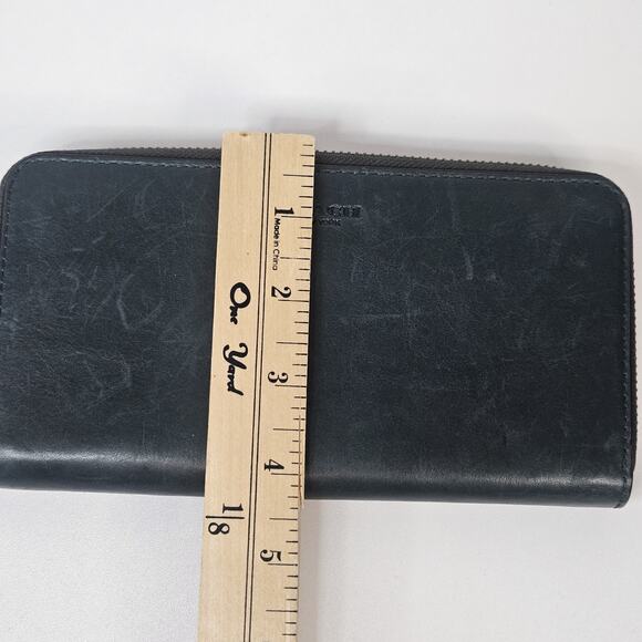 Vintage Coach Dark Green Leather Accordion Zip Around Wallet Gold Zipper - Picture 7 of 11